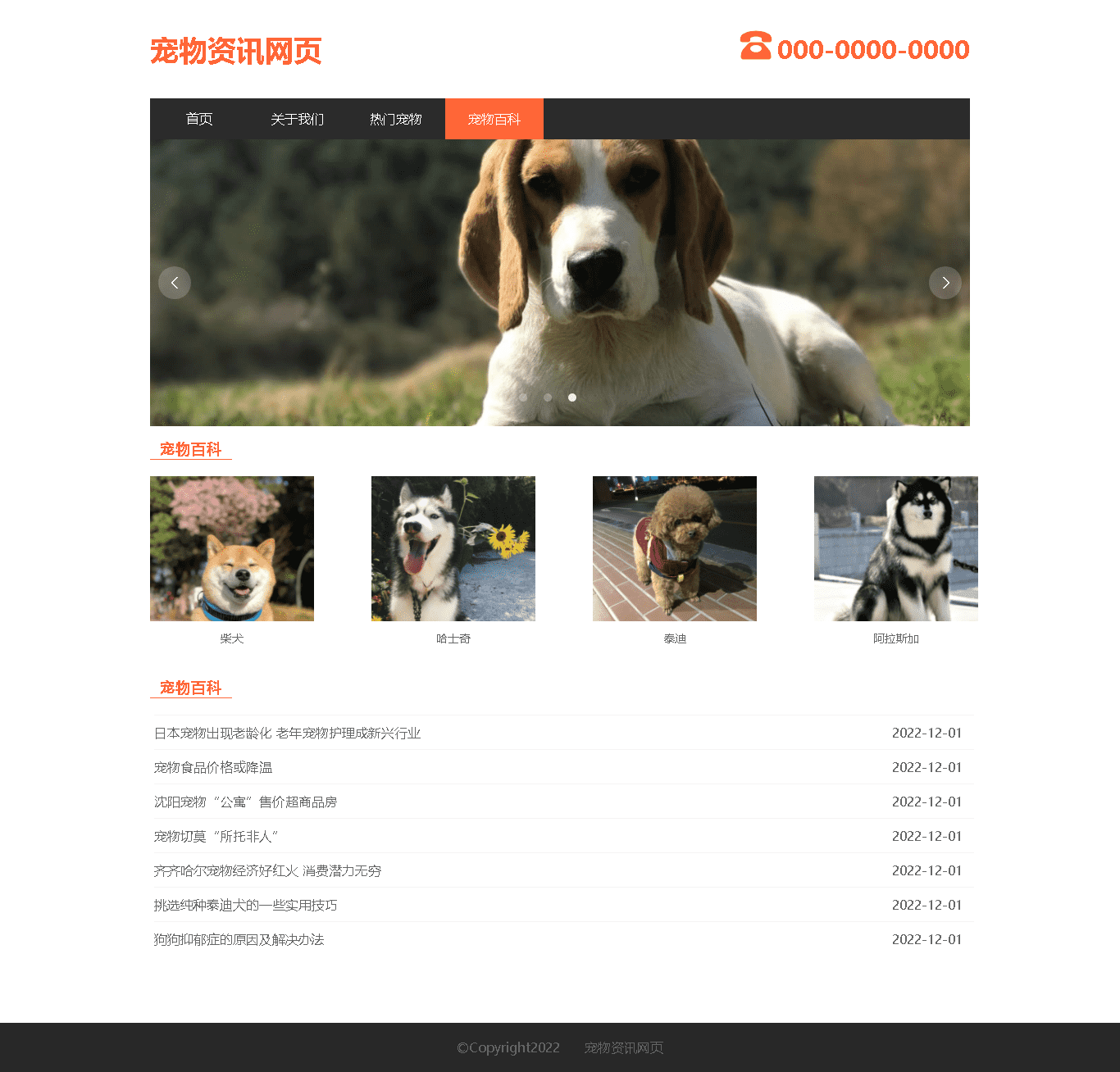 【动物类】html+css+js 4页动物资讯网页